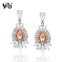 veyo fashion crystal long wedding drop earrings for woman brincos luxury big rhinestone party earring