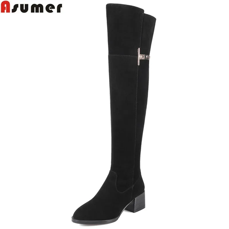 Женские замшевые сапоги выше колена на молнии с кристаллами|knee boots|over knee bootsover the