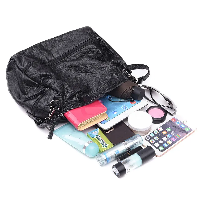 High Capacity Washed Leather Crossbody Bags For Women 2020 Luxury Quality Handbags Female Designer Briefcase Travel Bag | Багаж и сумки