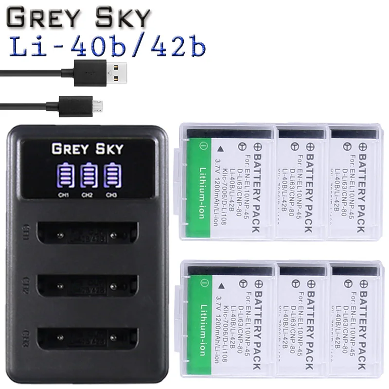Li-42B Li-40B Li ion аккумулятор 40B 42B Батарея+ 3 знака после слотов для карт Зарядное устройство для цифровой камеры Olympus Li-42B NP-45 для Nikon EN-EL10 D-Li63 D-Li108 NP-80 CNP80 KLIC-7006