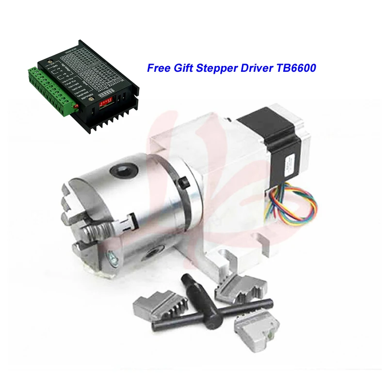 

CNC Harmonic Drive Center Height 65MM 3 Jaw Chuck 80mm 4th Axis A Axis Rotary Axis for CNC Router