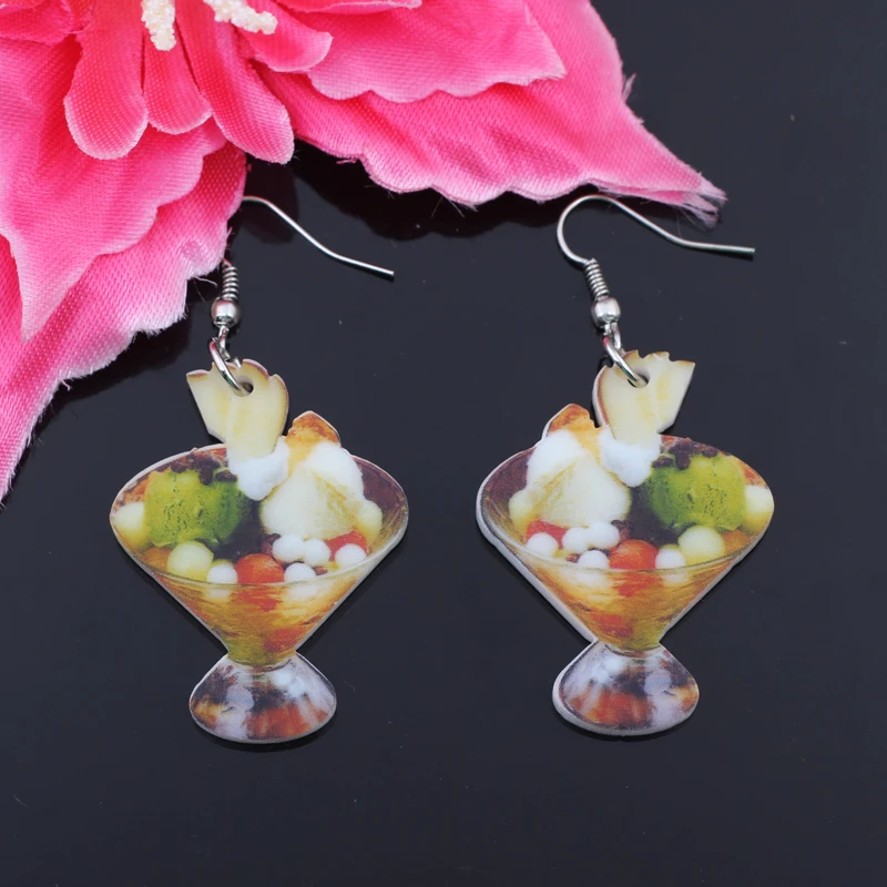 1 пара ледяных конфет фруктов серьги с пищвыми продуктами красочные новинка 2014