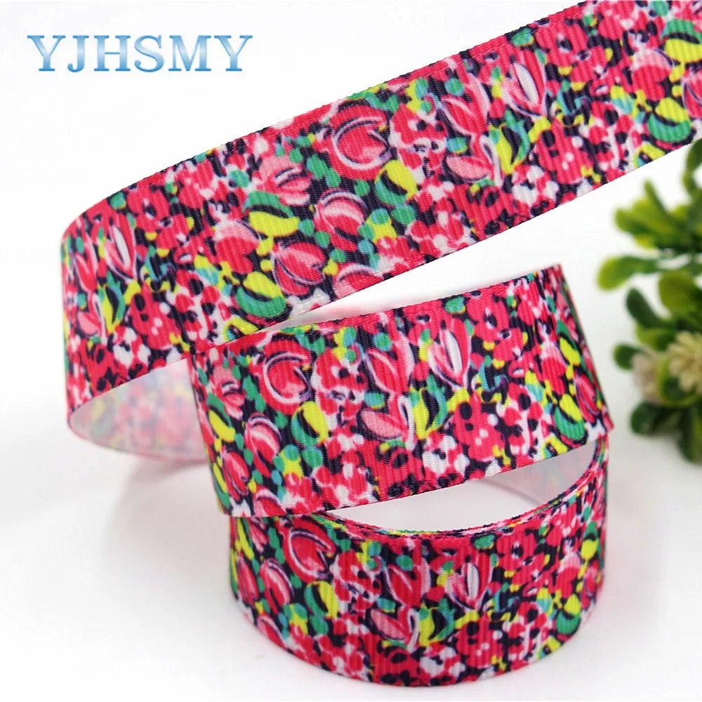 YJHSMY D-171208-480 10 ярдов 22 мм цветы напечатаны grosgrain ленты DIY ручной работы аксессуары