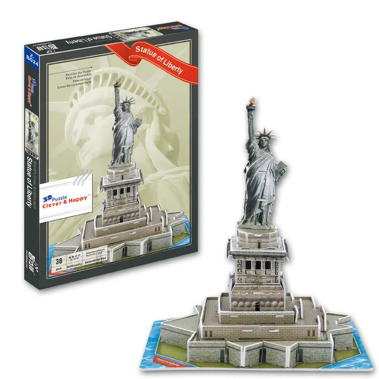 

Candice guo! 3D puzzle clever & happy paper model DIY assemble toy USA New York State of Liberty birthday Christmas gift 1pc