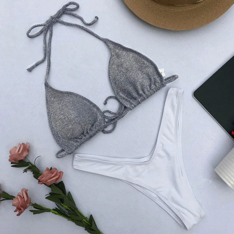 2018 новый купальник женский на завязках стринги бикини бюстгальтер пуш-ап без