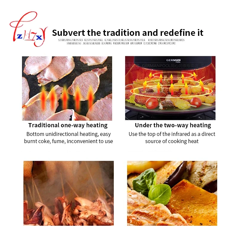 Фотоэлектрическая печь для барбекю электрическая домашняя Бездымная машина