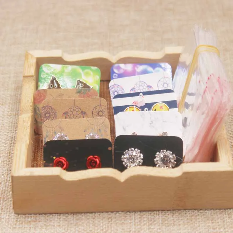 Новые Серьги Ловец снов карты цветок дизайн Стад упаковка для серег мраморный