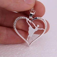 hzew new heart shape dancing girl pendant necklace gold and silver color girl necklaces gift