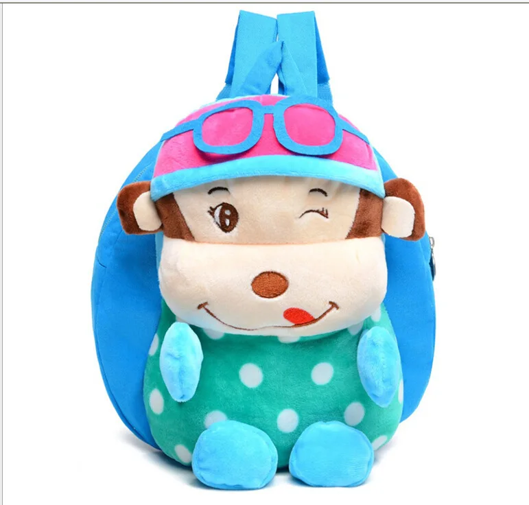 Plush Cartoon Kid Backpack cute glasses monkey Child School Bag For Boy Girl Baby mochilas infantis sac enfant | Багаж и сумки