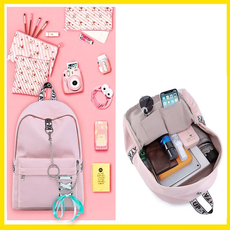 Новинка женский рюкзак нейлоновые рюкзаки с usb-зарядкой школьные сумки для