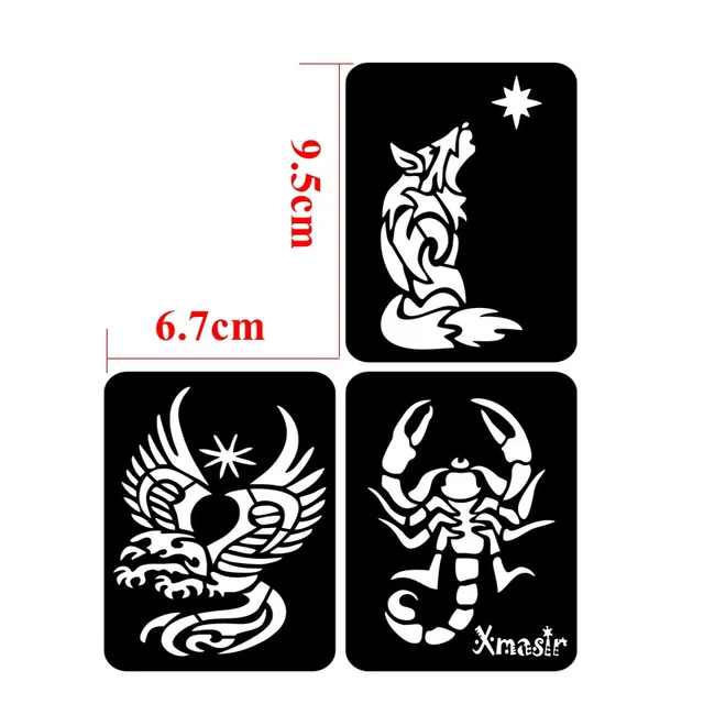 32pcs Airbrush Temporary Tattoo Stencil for Men Arm Back Body Art Painting DIY Glitter Templates Fake Tattoo Set 6.7cm*9.5 Cm 2