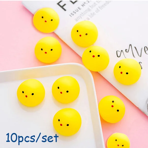 10pcs 10 шт. мини мягкие игрушки желтый курица анти-стресс милые шутки, развлечения игрушки для Chlidren Squish цыпленок может сделать голос смешной Squeeze T - Цвет: 10pcs