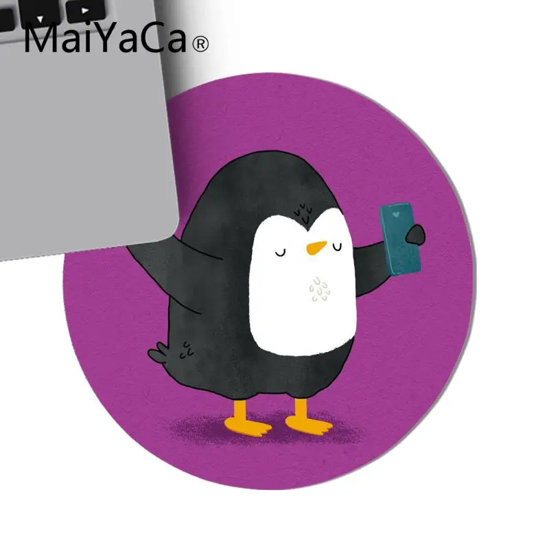 

MaiYaCa New Arrivals luck funny penguin Office Mice Gamer Soft Round Mouse Pad anime Customized Pictures Soft gaming mouse pad