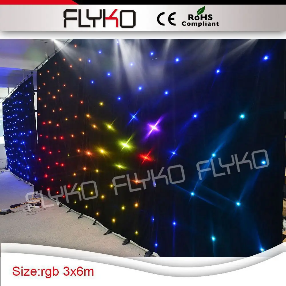 

RGB 3in1 led lights 3x6m flexible star curtain nightclub concert stage backdrop with SD controller