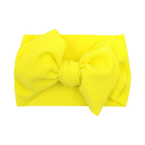 yellow Нейлоновые банты повязки для детей девочек 30 цветов Эластичные Головные уборы дети цельный тюрбан бант аксессуары для волос kidocheur - Цвет: yellow