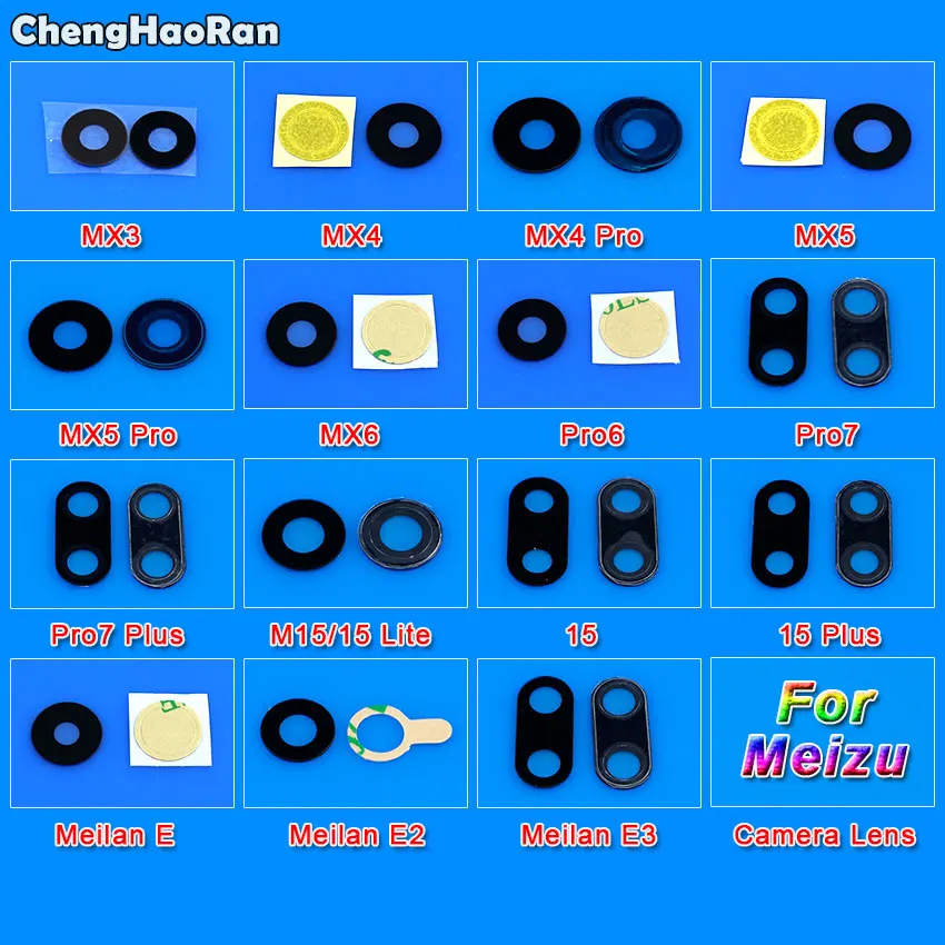 ChengHaoRan для MEIZU MX3 MX4 MX5 MX6 Pro6 Pro7 Plus M15 15 E E2 E3 задняя камера стеклянная крышка с клейкой