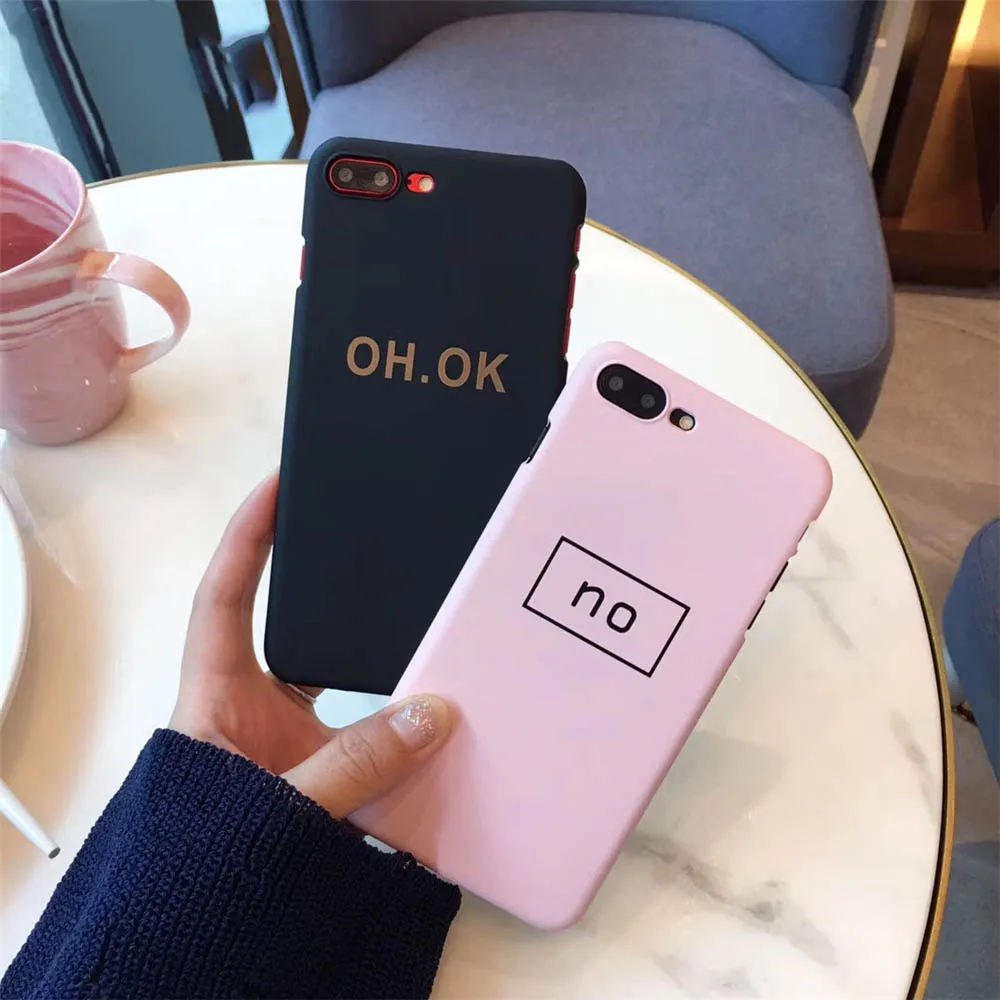 Модный розовый чехол набор текста на телефоне для Iphone 7 матовый 8 6 S Plus NO OH OK с