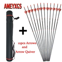 12pcs 31 5inch archery 500 spine mix carbon arrow and quiver arrows for bow and arrow shooting training hunting accessories