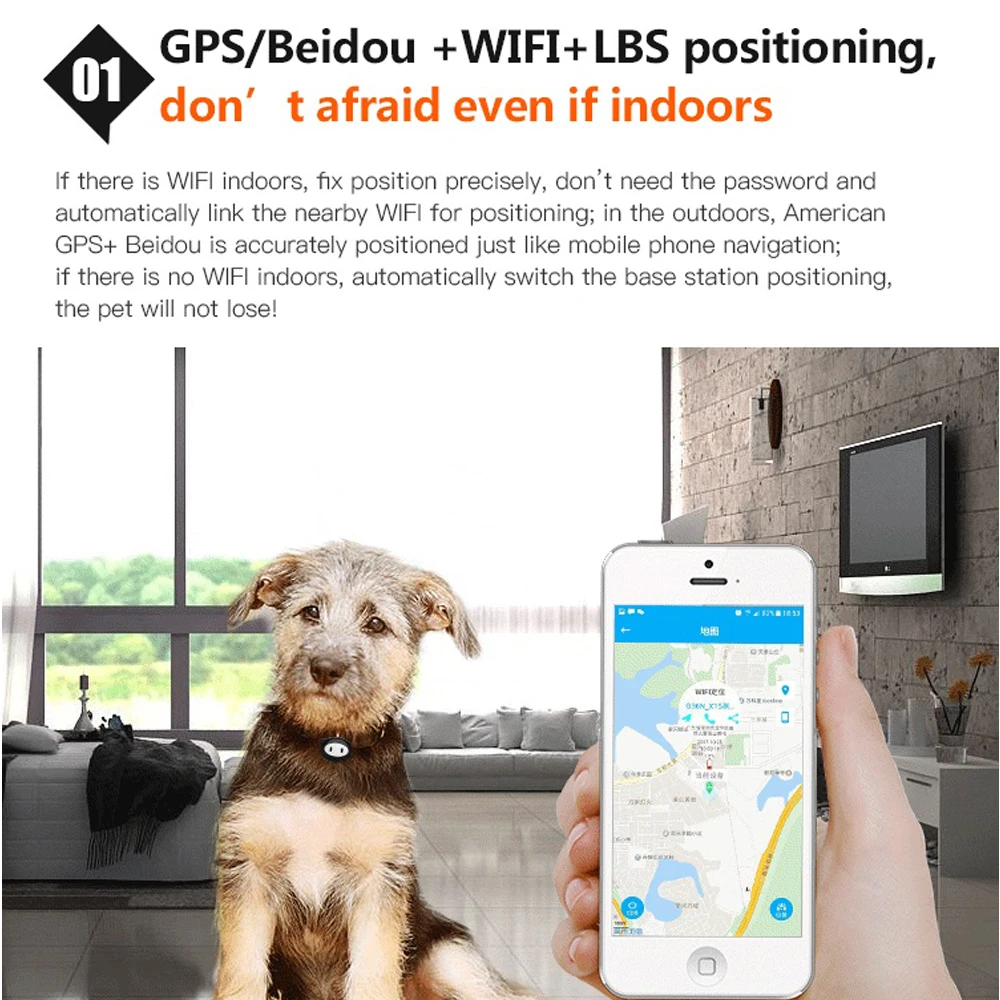 VJOYCAR D79 Pet gps трекер собачий ошейник с + LBS WiFi местоположение в режиме реального