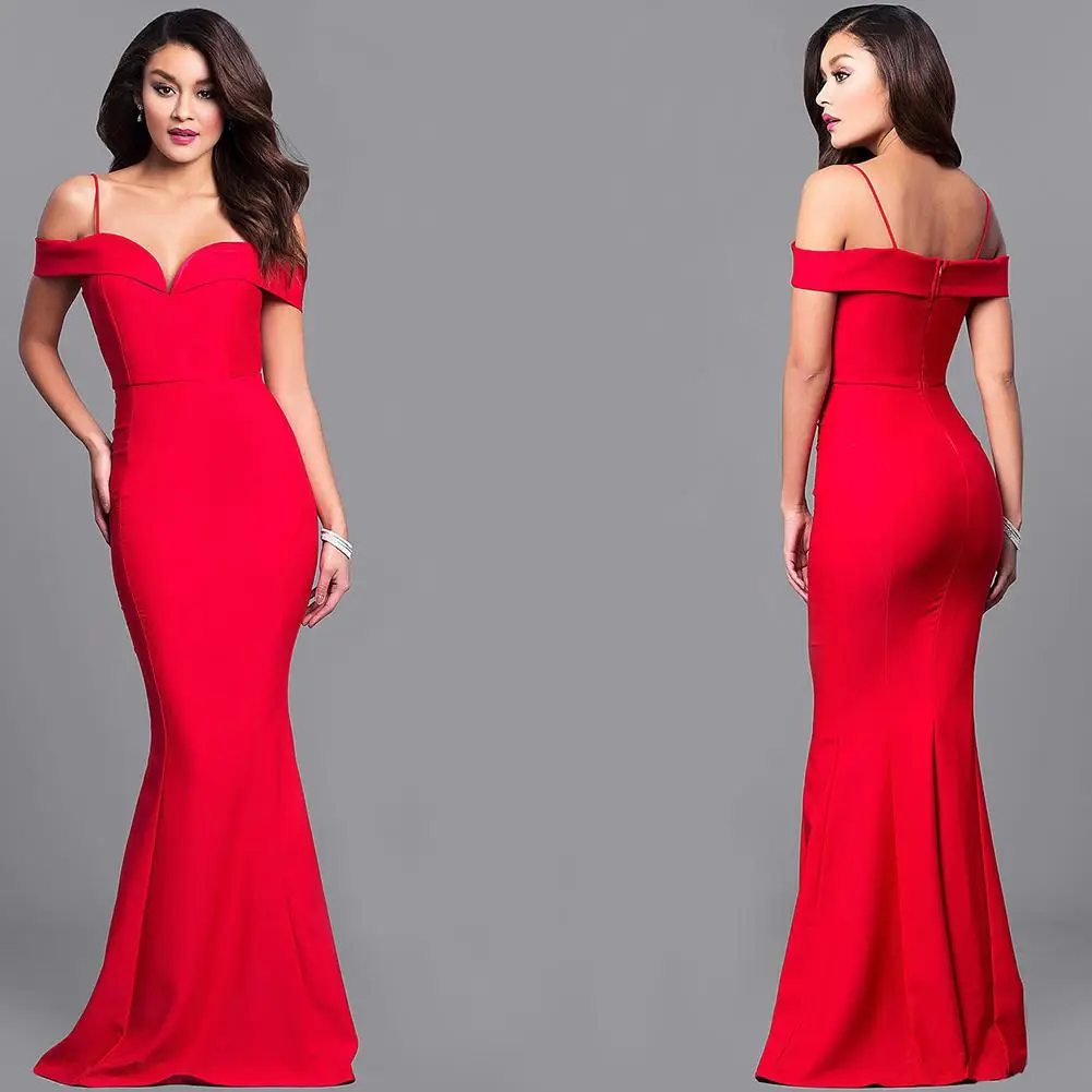 Yiwa Женская модная Русалка слинг с открытыми плечами v-образный вырез Slim Fit