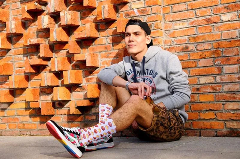 

cycle socks patchwork multicolor flower painting man woman