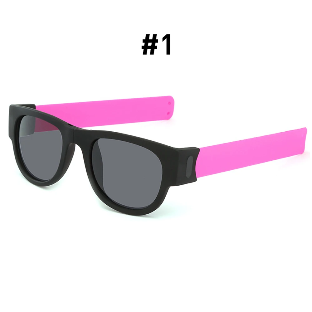 1 Pink UV400 Необычные мужские Поляризованные наручные солнцезащитные очки, складывающиеся для женщин, рулонный браслет, тренд, складные спортивные солнцезащитные очки - Цвет линз: 1 Pink UV400