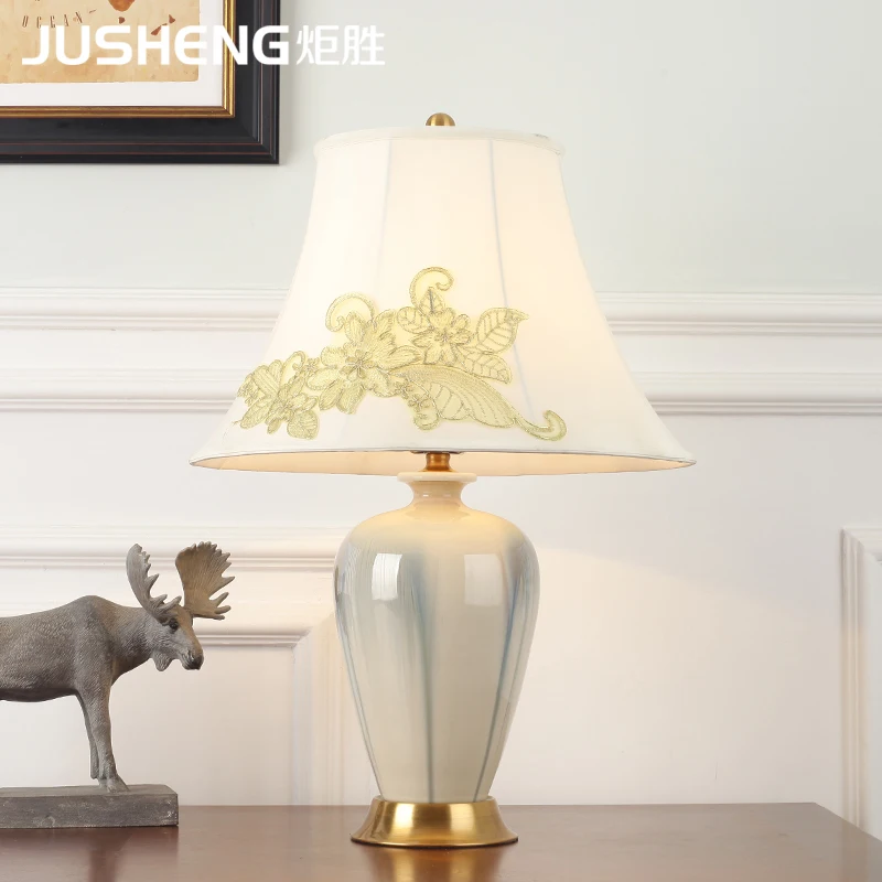 JUSHENG American Countryside Ceramic Bedside Lamp Chinese Bedroom Living Room Desk 110-240V AC | Лампы и освещение