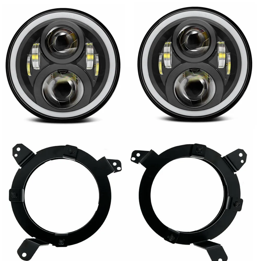 50w Halo light Black Светодиодный свет " дюймов 60 Вт светодиодный Замена Halo Белый DRL светодиодные фары с плотные отражатель для джип JL JT JL JLU налобный фонарь - Цвет: 50w Halo light Black
