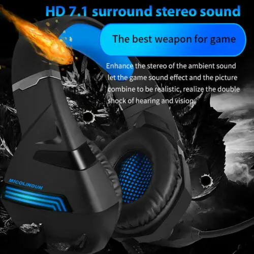 A2, игровая стереогарнитура, 7,1, Virtual Surround Bass, игровые наушники с микрофоном, светодиодный светильник для компьютера, ПК, геймера