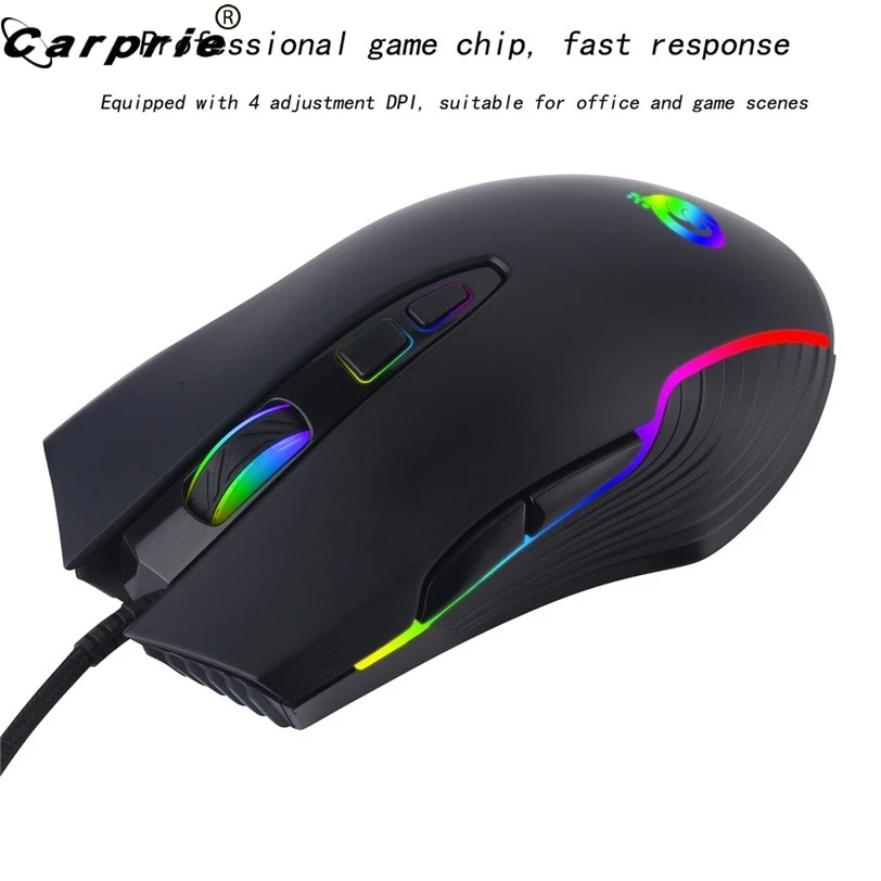 CARPRIE USB Проводная игровая мышь RGB подсветка Marquee Macro Definition для игр ноутбуков