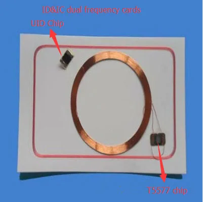 (100 шт./лот) T5577 + UID RFID двойная микросхема бесконтактная записываемая 125 кГц 13 56 МГц