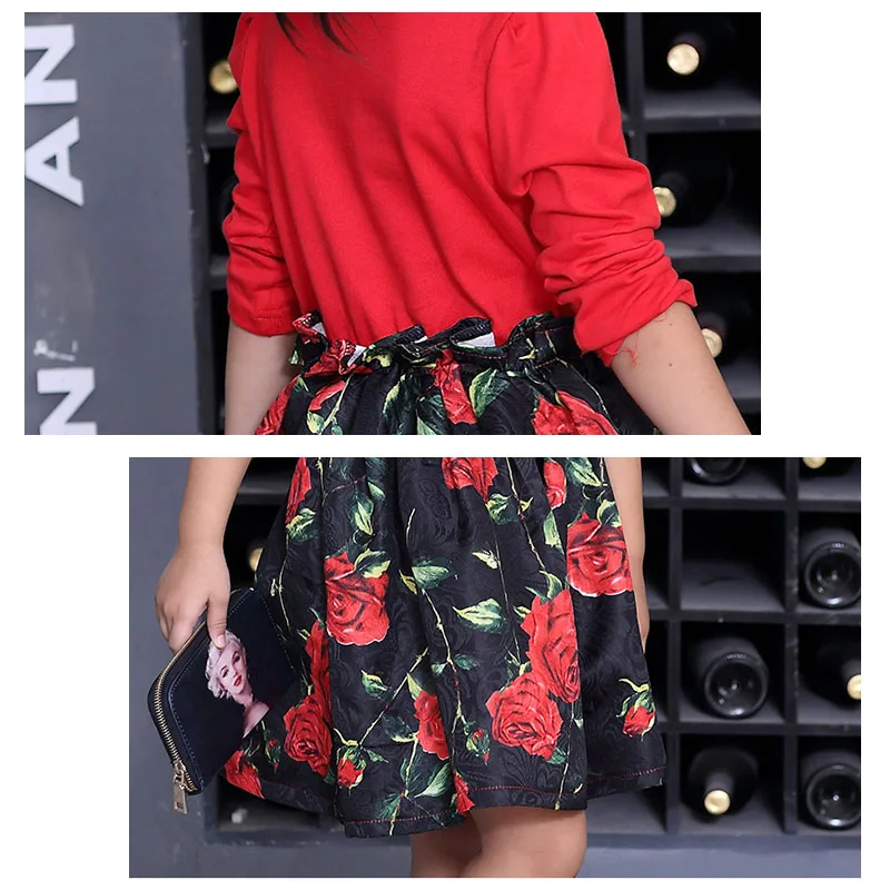 Детское платье принцессы с длинными рукавами и принтом для девочек на весну