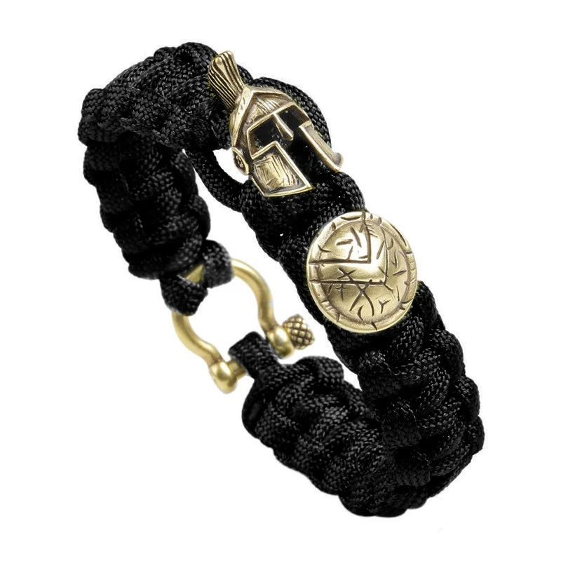 QTZ-198 Брендовый браслет Pulseira Masculina Спартанский браслет со шлемом воин наружный браслет для выживания ручной работы женский браслет - Окраска металла: QTZ-198