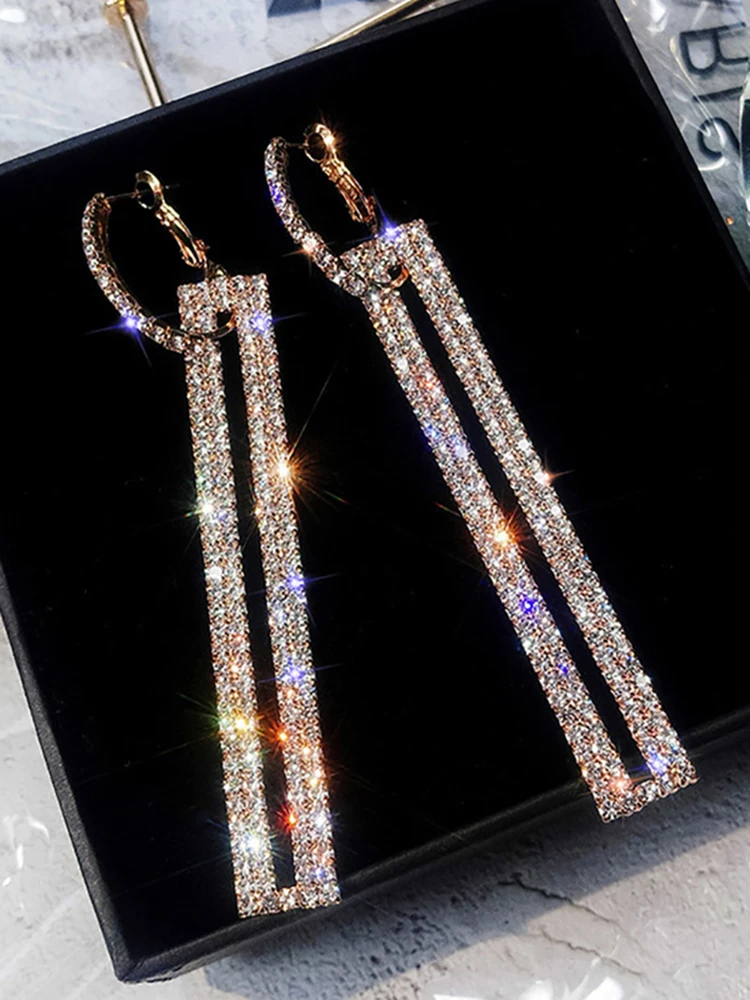  Rhinestone Earring for Women Party Jewelry Gift Fashion Square Women's Earrings | Украшения и аксессуары