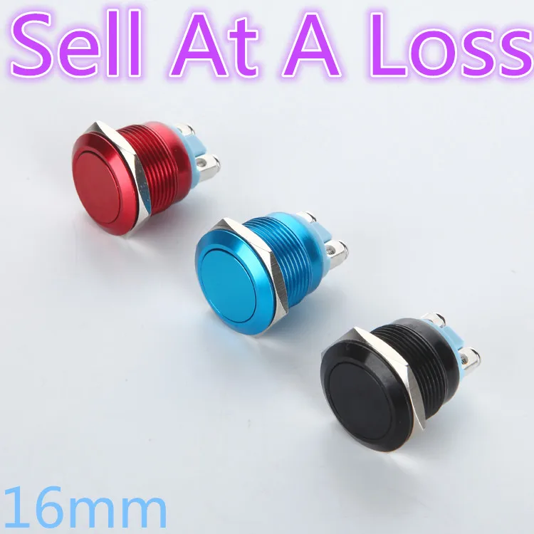 

1pcs L37 16mm Plane Zinc Alloy Metal Push Button Switch Car Modification Horn Doorbell Automatic Reset Waterproof Sell At A Loss