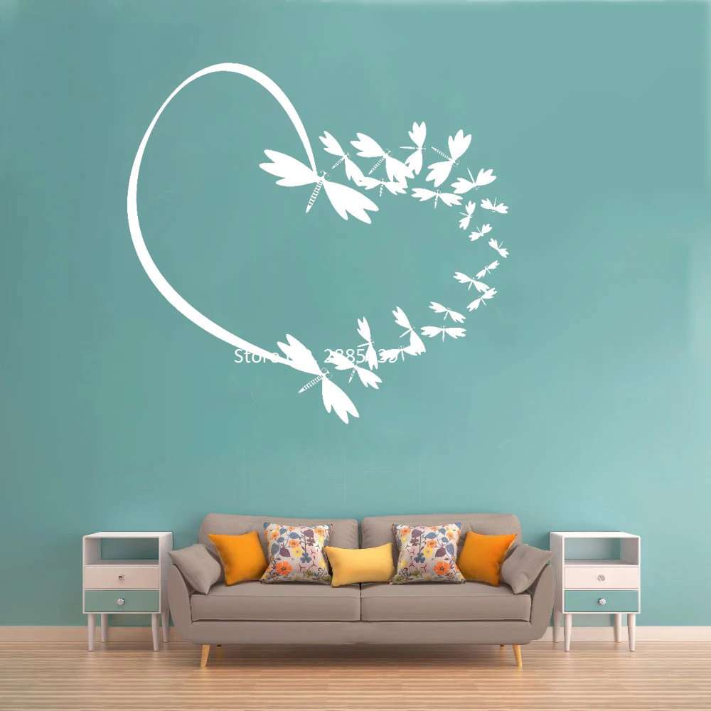Романтическая бабочка сердце виниловая наклейка на стену Красивая натуральная