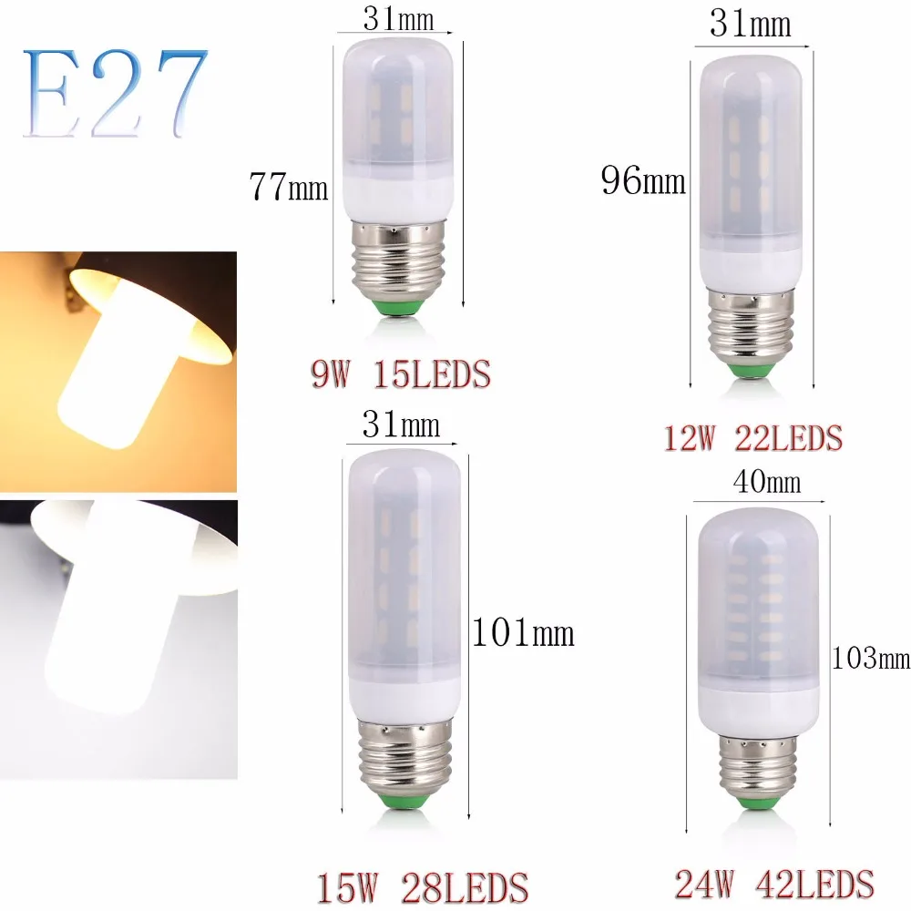 Молочно-Белая светодиодная кукурузная лампа 7030 SMD E27 AC110V 220V точечные светильники