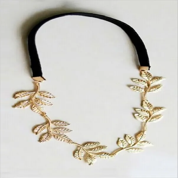 Женская эластичная повязка на голову элегантная винтажная в виде листьев |