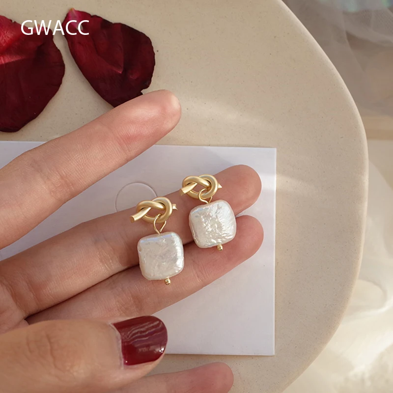 GWACC корейский дизайн металлические золотые висячие серьги в стиле барокко