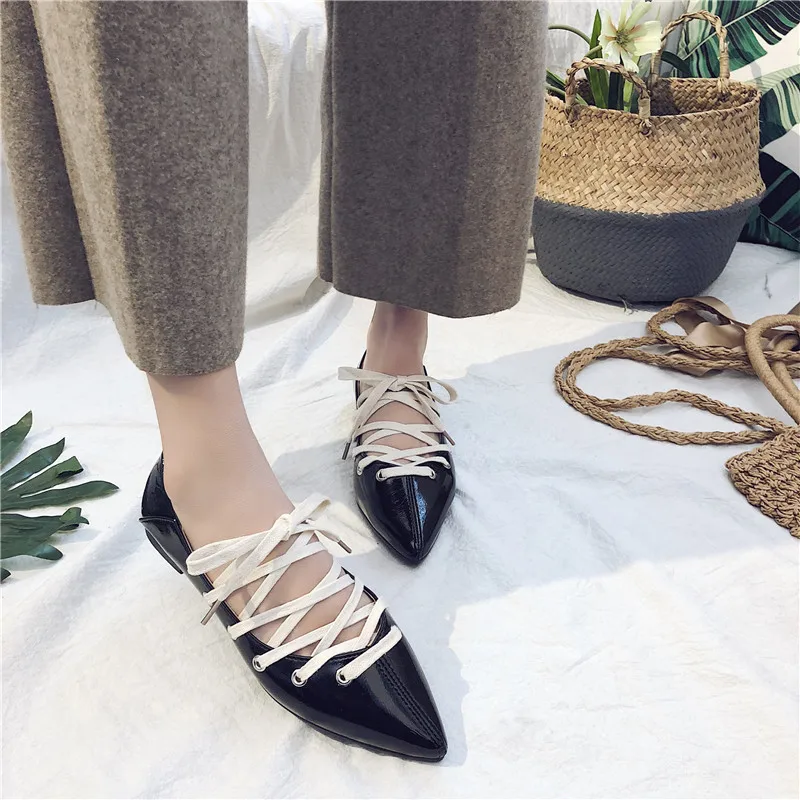 Fashion Pointed Shoes Ballet Flat Wild Straps Shallow Mouth Lok Fu Women | Обувь