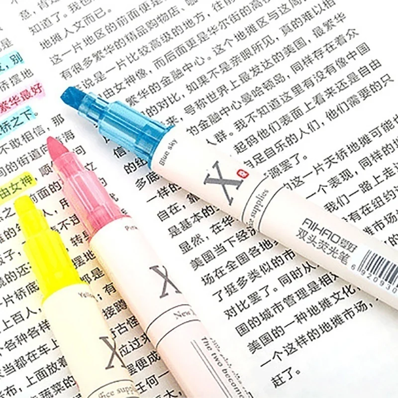 3 шт. мульти 6 цветов Aihao Радуга двойная запись милые корейские японские перманентные Маркеры Ручка Набор для школы питания