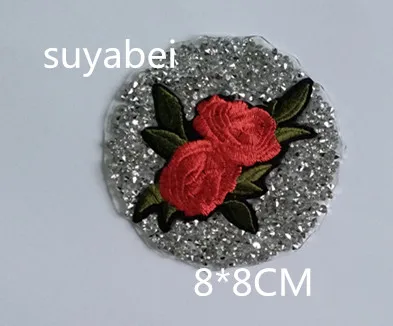 

Pointback red rose iron on transfer patches hot fix rhinestone motif designs iron on applique for shirt