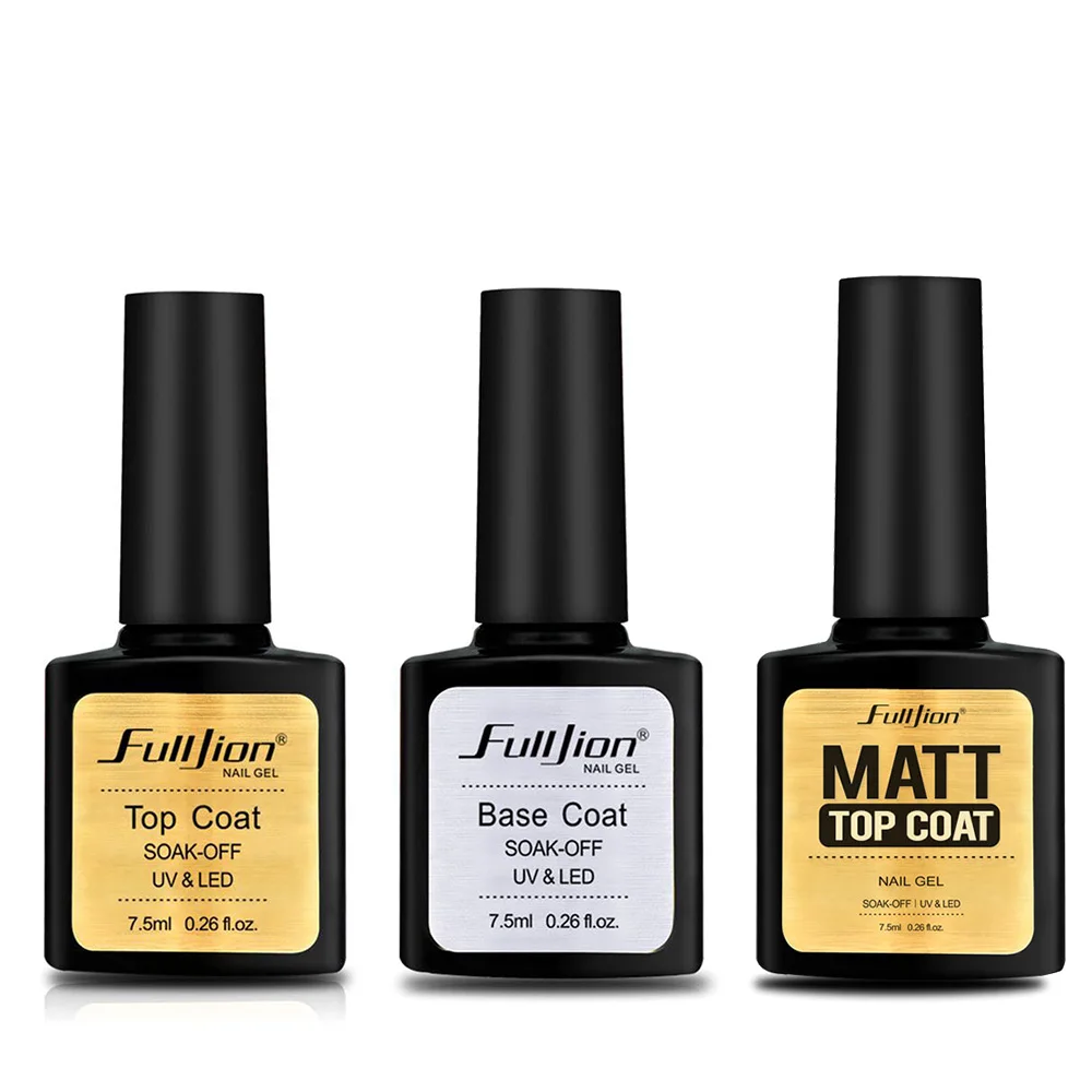 3Pcs Fulljion матовое верхнее Базовое покрытие прозрачный лак для ногтей Vernis полуперманентный УФ-гель лак для ногтей - Цвет: 3Pcs