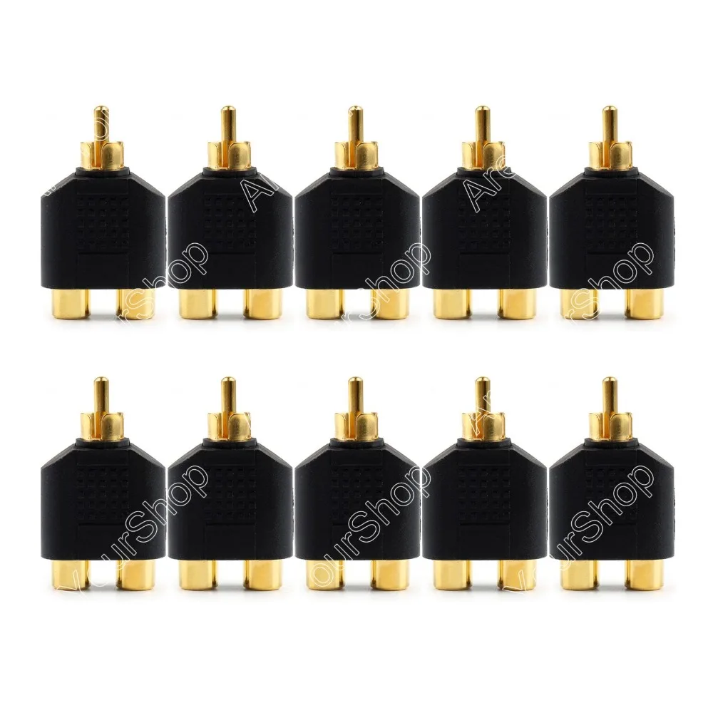 Areyourshop распродажа 100 шт. позолоченный RCA адаптер аудио Y сплиттер штекер 1 2 Женский