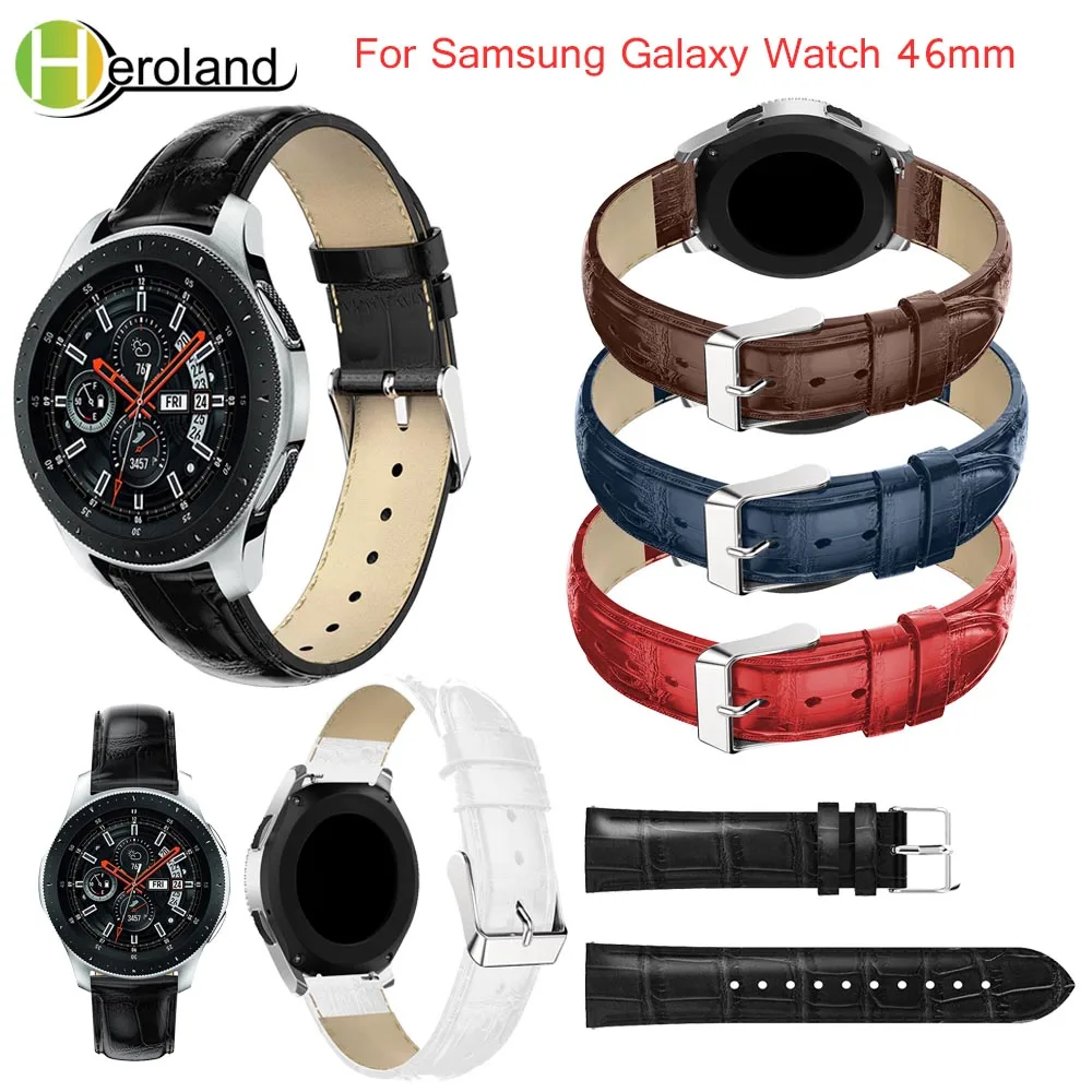 22 мм кожаный ремешок для Samsung Galaxy Watch 46 часов браслет с крокодиловым ремешком