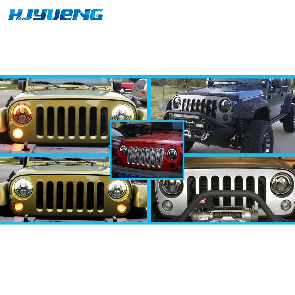 HJYUENG для Land Rover хром 7 &quotсветодиодный налобный фонарь Белый Halo дюймов
