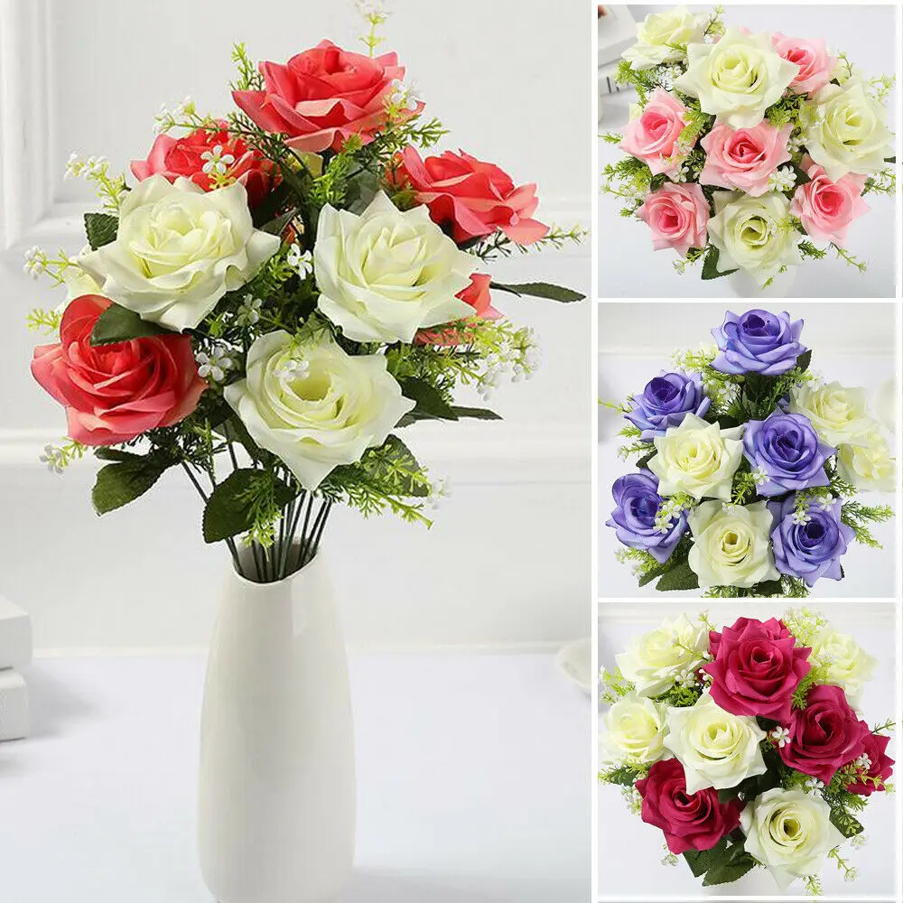 Искусственные шелковые цветы пионы свадебные искусственные розы 12