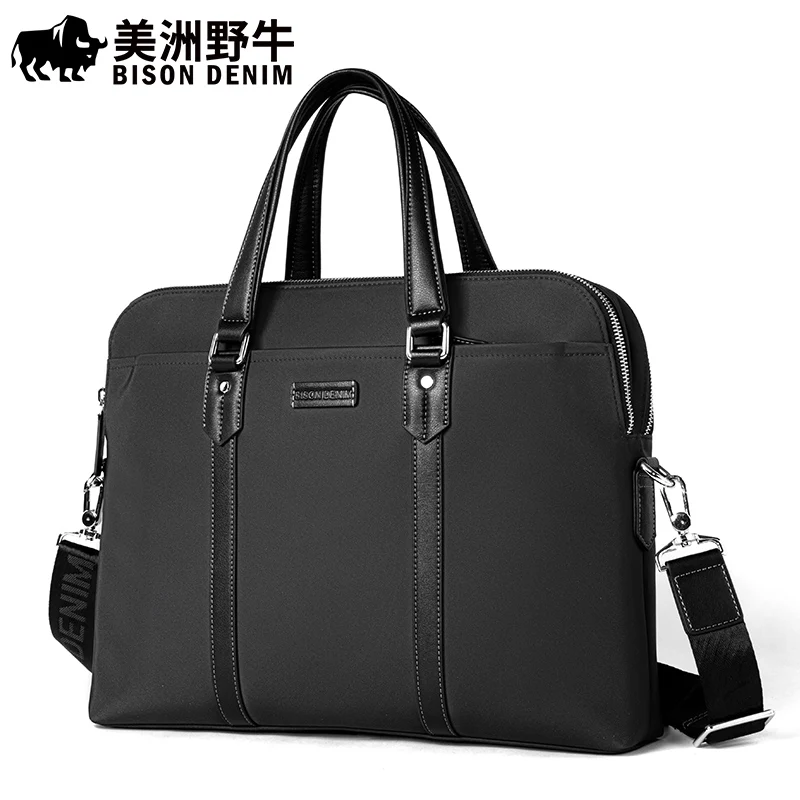 Бренд BISON DENIM мужские портфели сумки через плечо брендовая сумка мессенджер