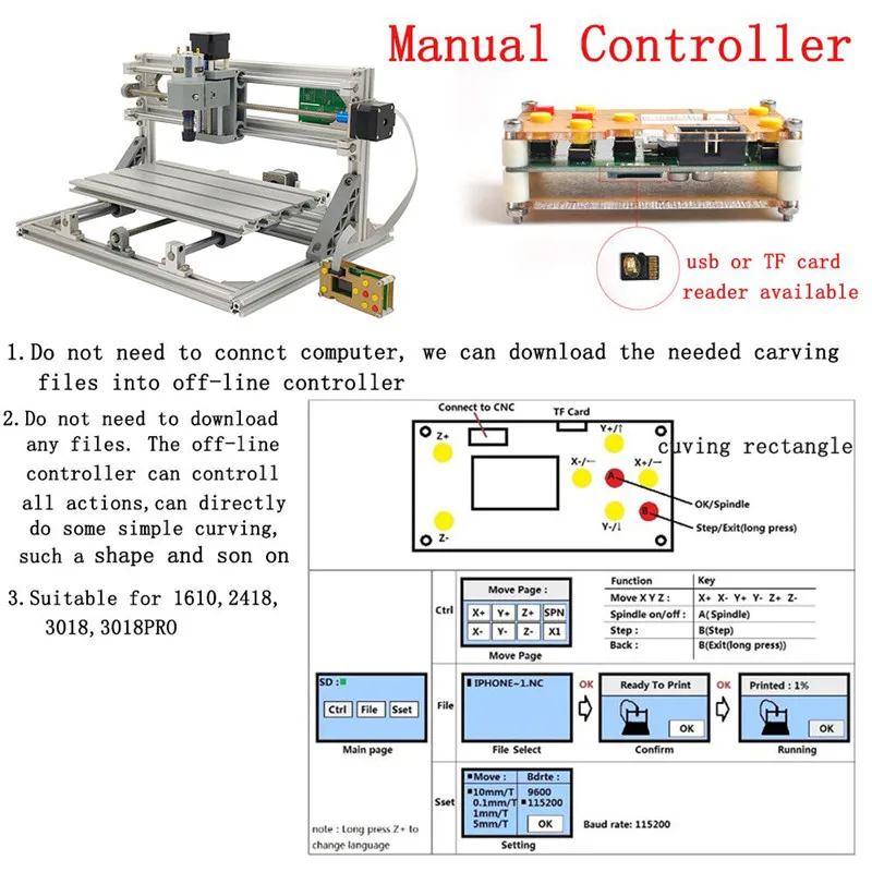 CNC 3018 Pro GRBL Diy Мини станок с ЧПУ 3 оси pcb фрезерный станок, деревообрабатывающий станок лазерная гравировка cnc 3018 может работать в автономном режиме