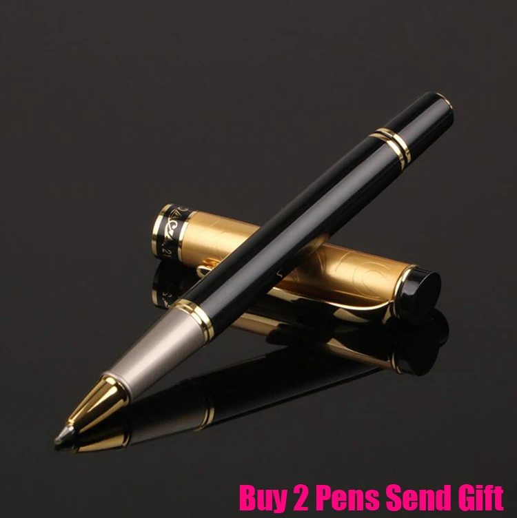 Black Gold Roller Новое поступление, брендовая металлическая авторучка для офиса, руководителя, быстрое письмо, подарочная ручка, купить 2 ручки, отправить подарок - Цвет: Black Gold Roller